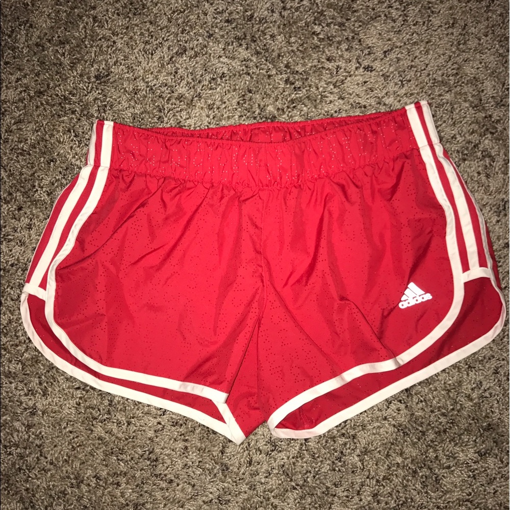 red adidas running shorts