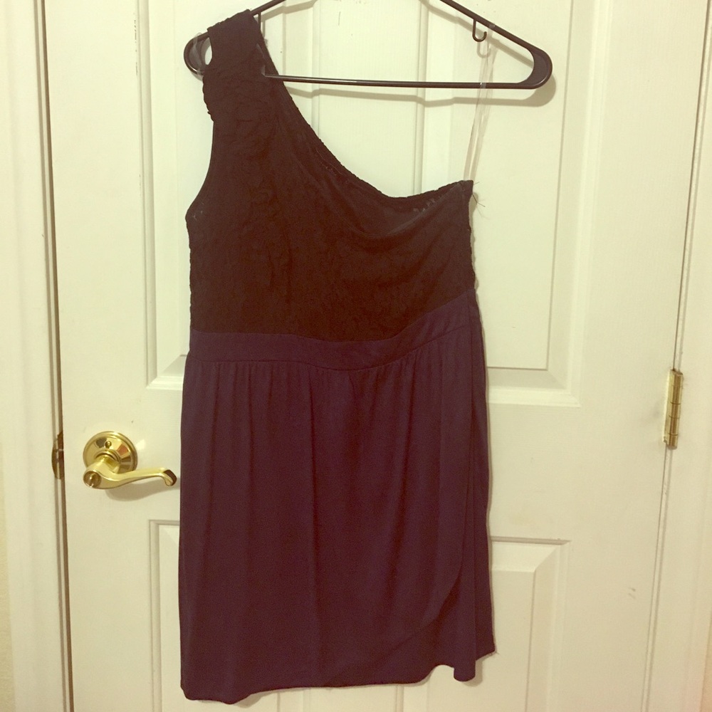 Black and Purple One Shoulder Dress
