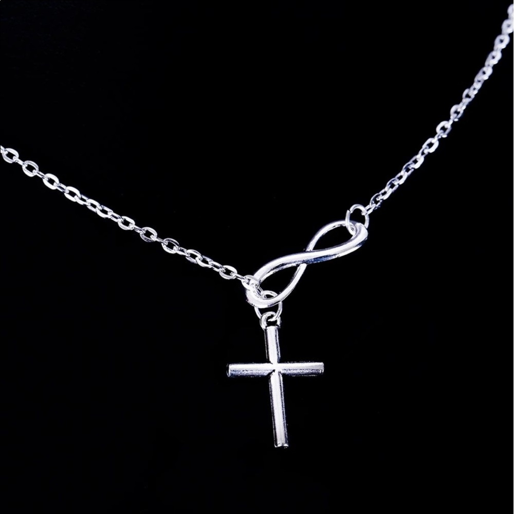Cross Christian delicate infinity charm necklace - Picture 3 of 3