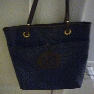 Tommy Hilfiger Blue and Brown Tote