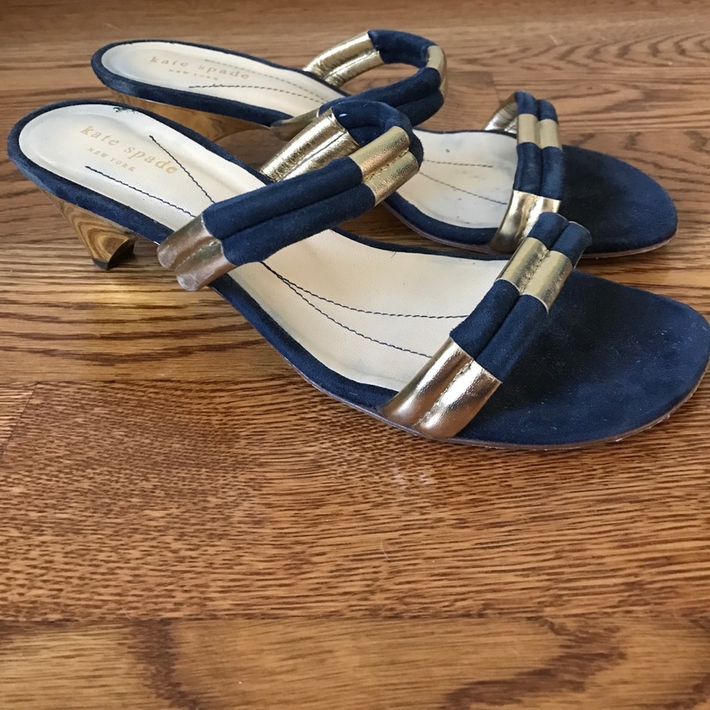 Navy and Gold Strapp Heeled Sandal ~ Kate Spade