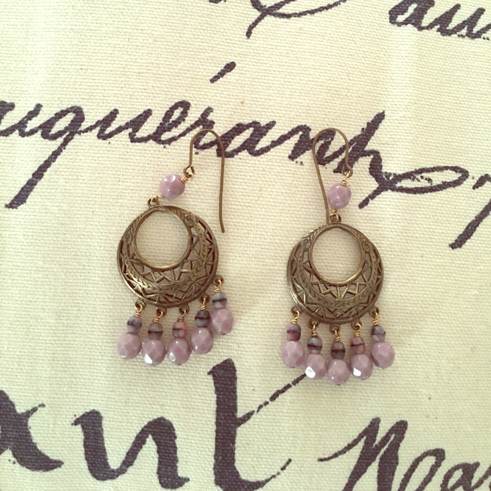 Antique Gold with purple accent earrings