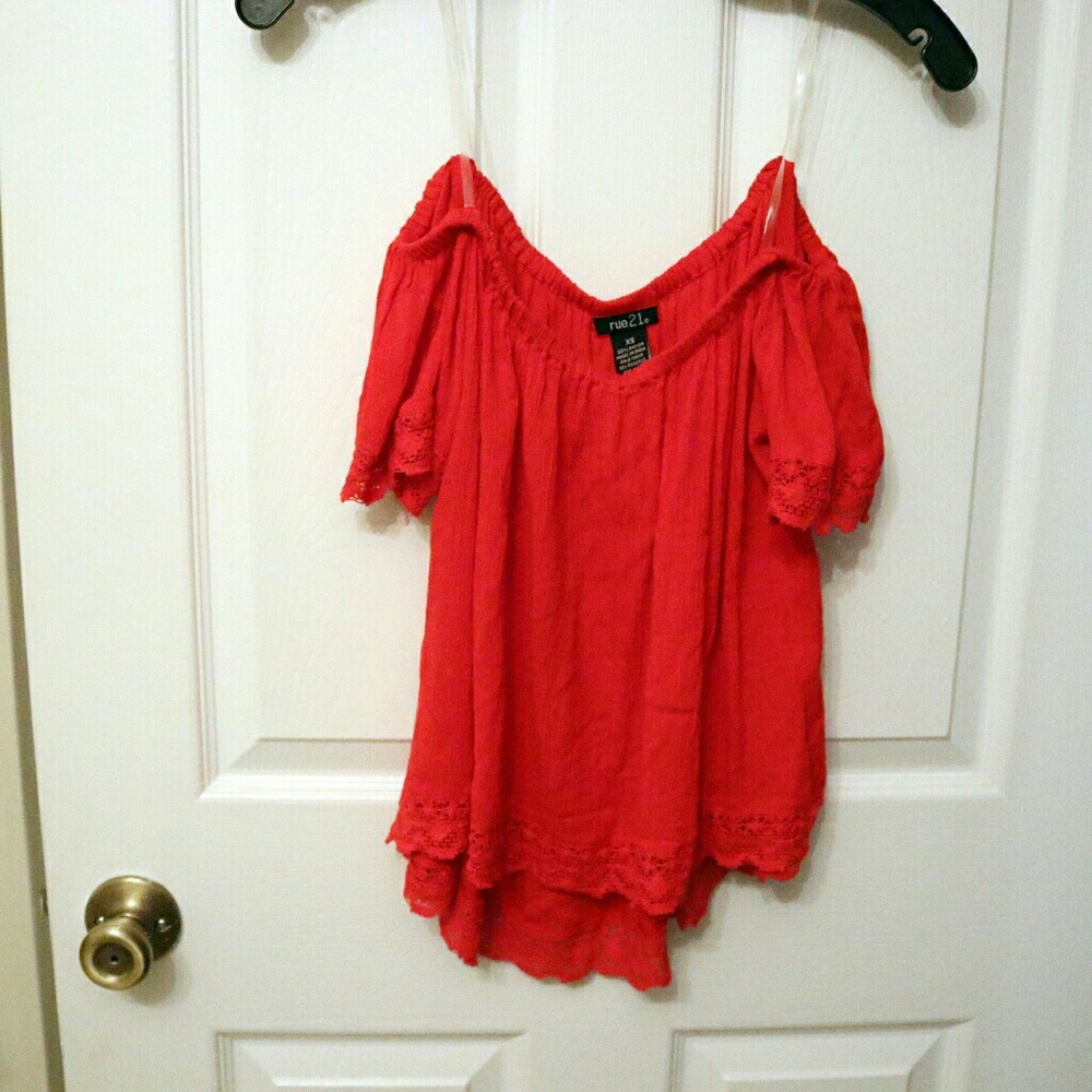 MOVING SALE! Rue21 Off the Shoulder Red Top sz XS