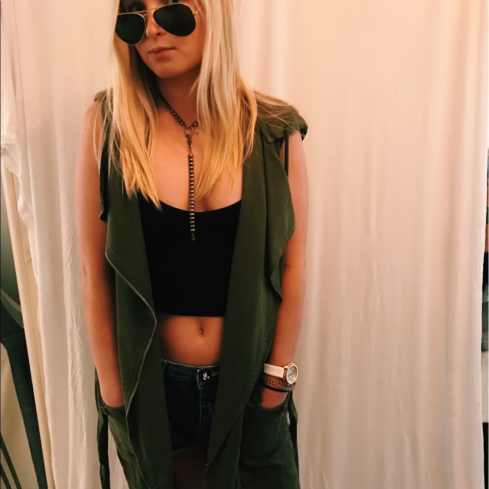 Top Shop Army Green zip dress
