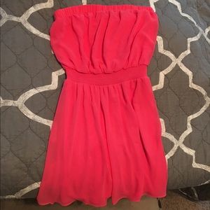 Express Strapless Chiffon Dress - Coral
