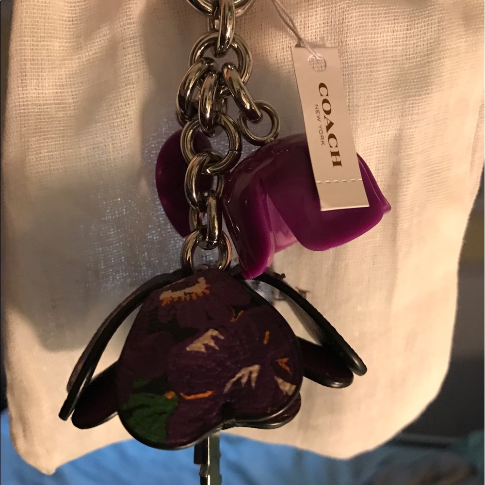 Authentic purple flower coach fob