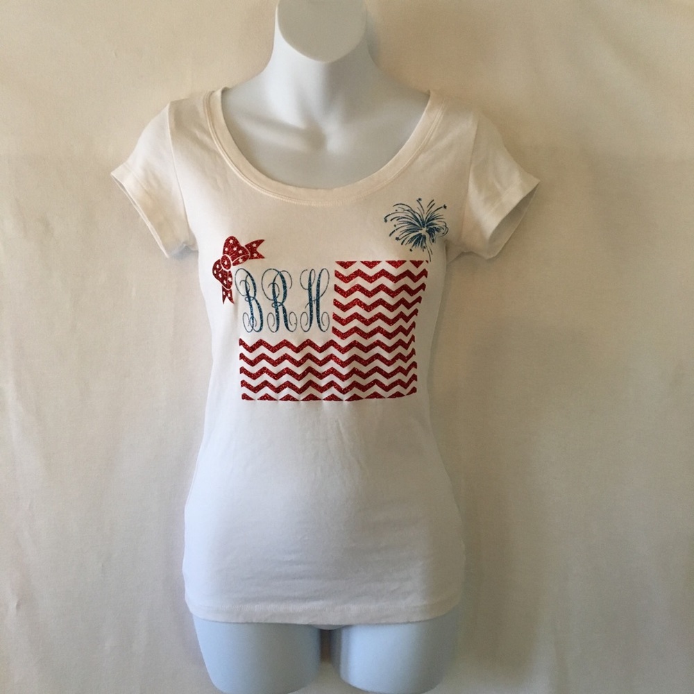 shimmering flag n' fireworks tee