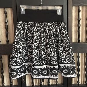 Black and white floral skirt