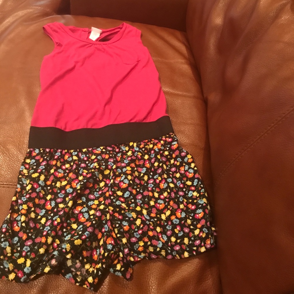Pink and flower romper size L