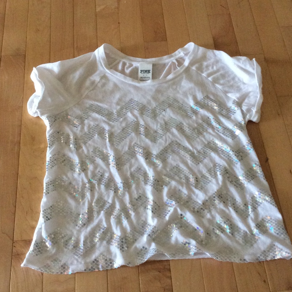 Sparkly chevron white t-shirt