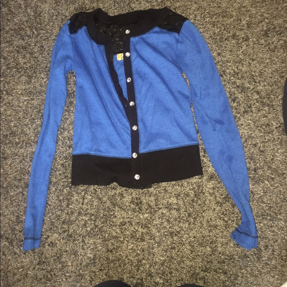 Royal blue cardigan.