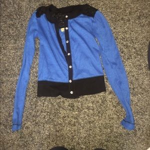 Royal blue cardigan.