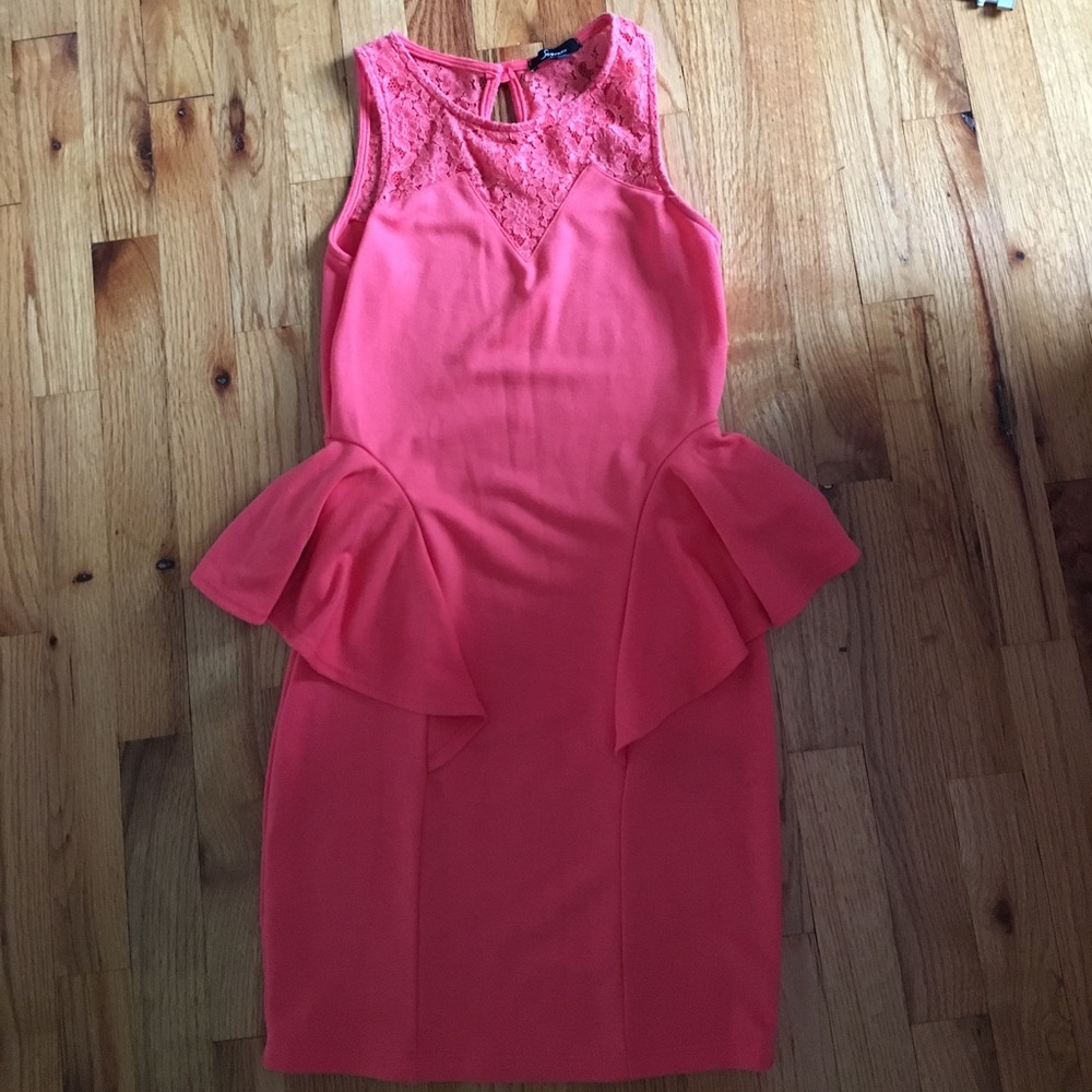 Coral peplum dress
