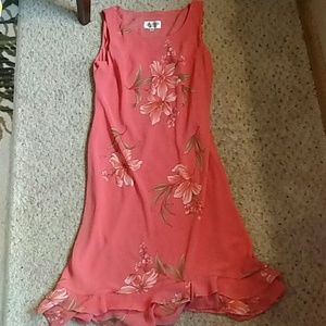 Coral Flowered Dress