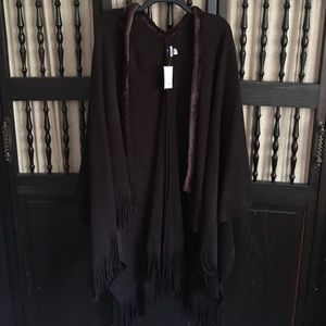 Faux fur lined poncho