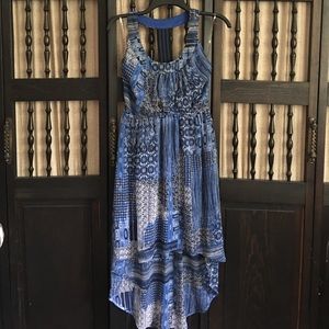 Blue patterned high-low