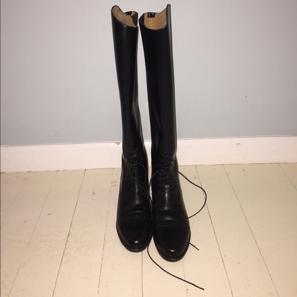 Black Tall Leather Riding Boots