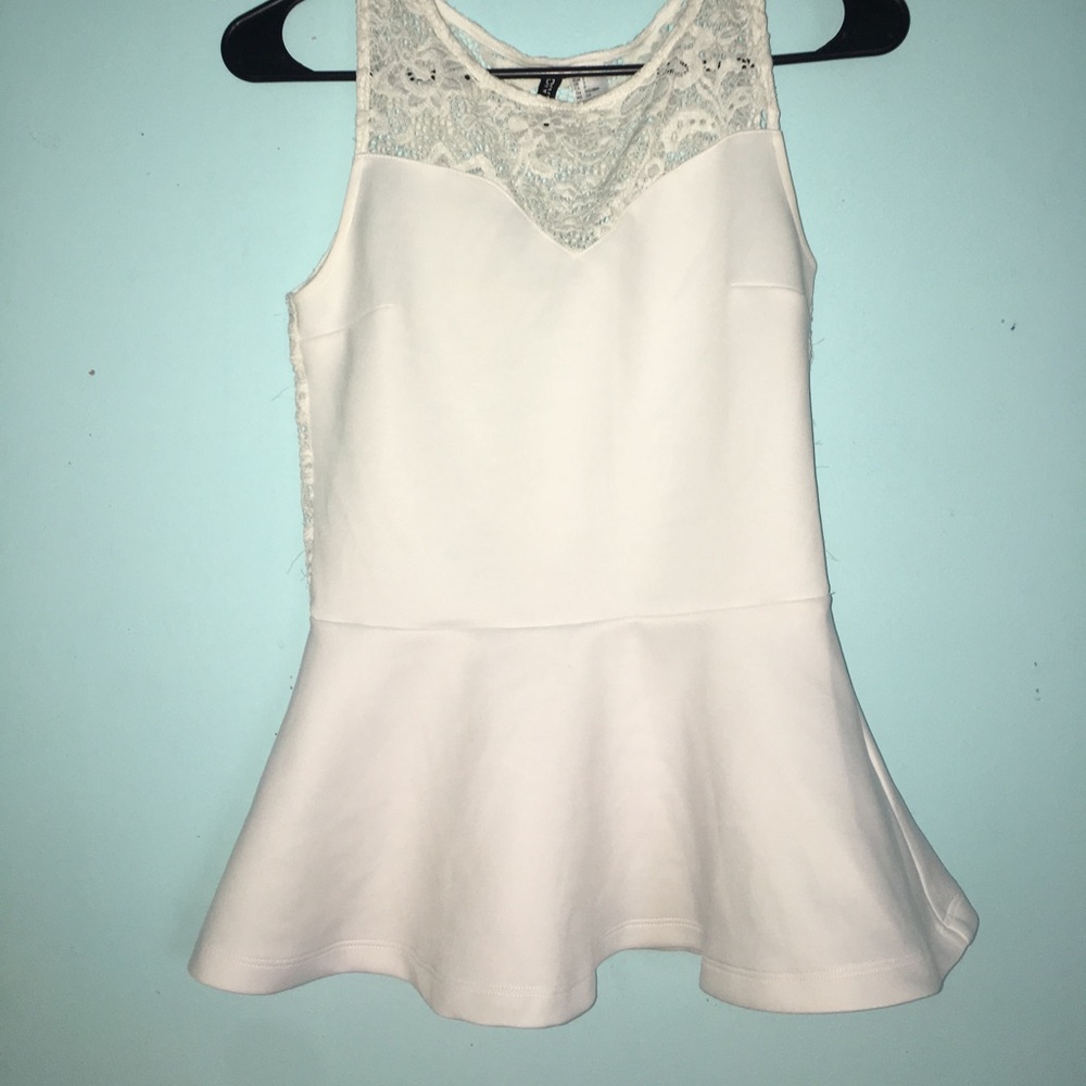 White peplum top