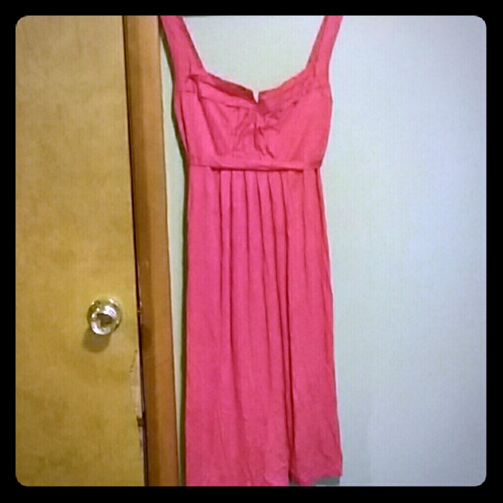 A coral midi summer dress