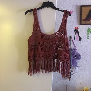 Chestnut fringed top
