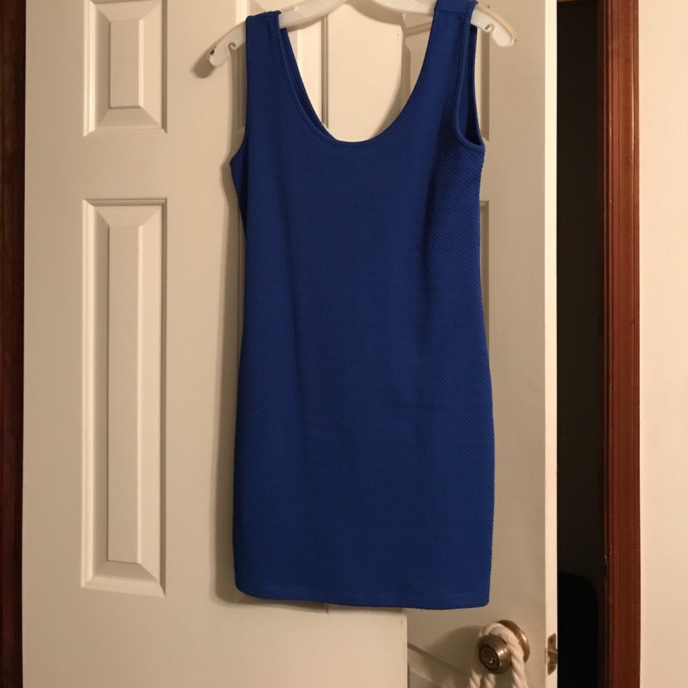 Blue tank body con dress