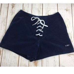 80s 90s Op Lace up Corduroy shorts 26" waist blue