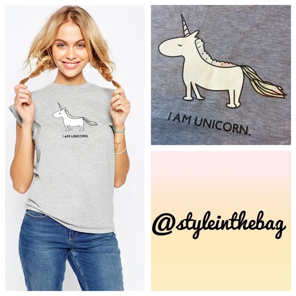 undefined Tops - Size XL I AM UNICORN Grey Tee