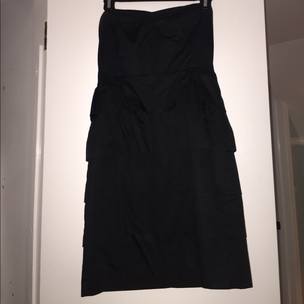 Black J Crew ruffle strapless dress