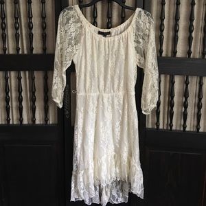 White lace high low