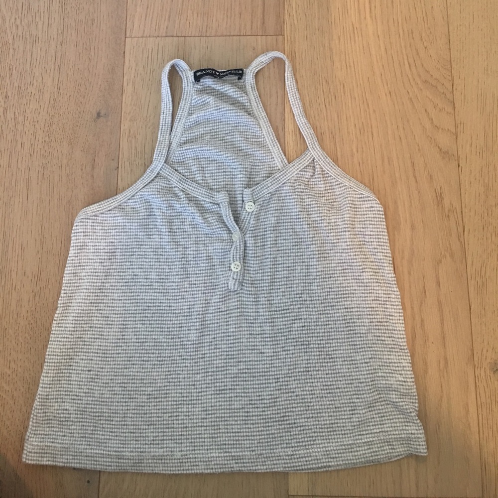 Grey Brandy Melville Crop Top Button down