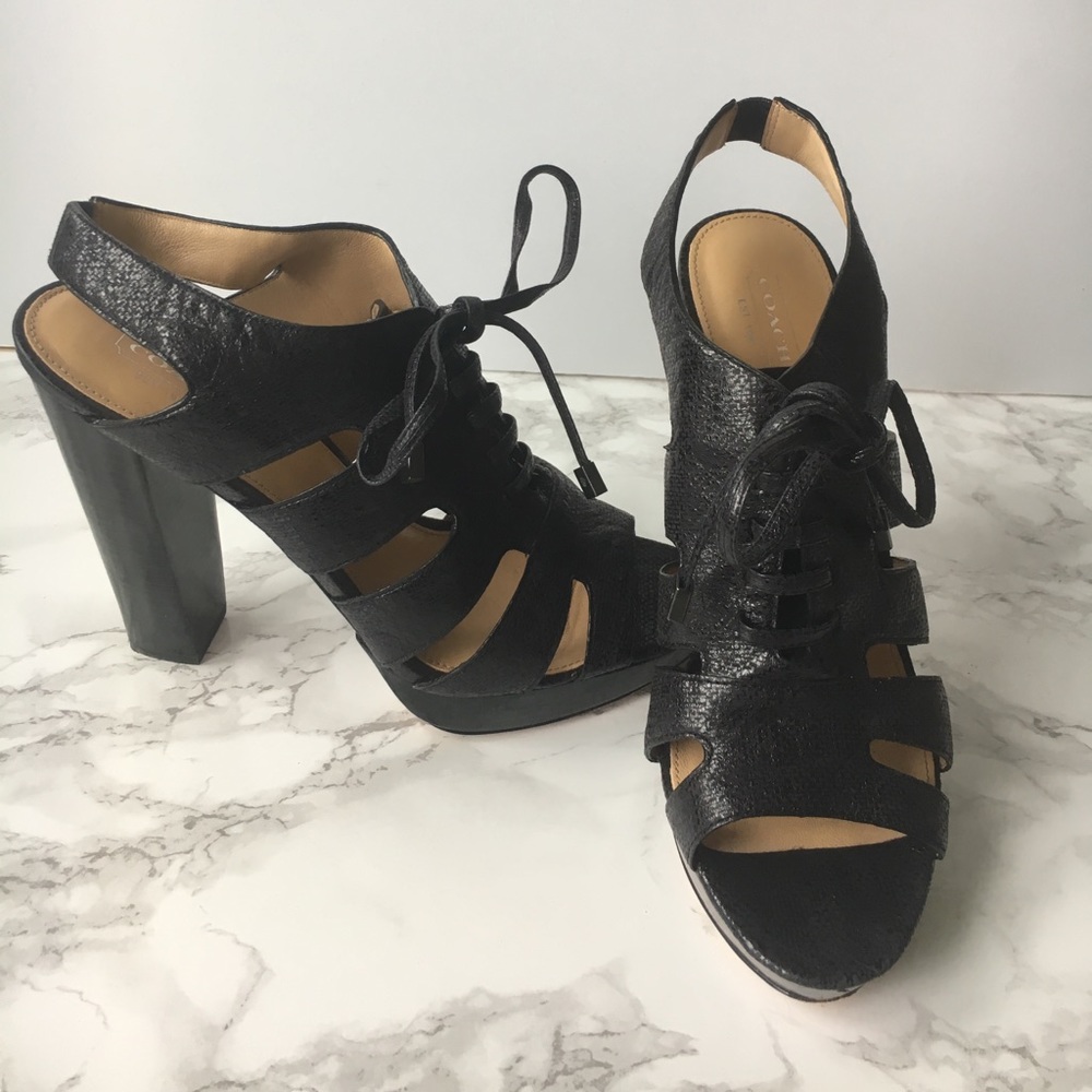 Coach Black Leather Heels