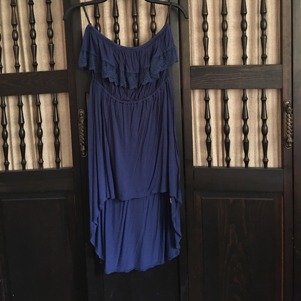 Royal blue strokes high-low