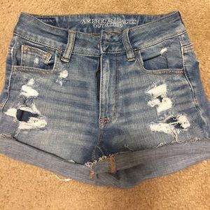 High-waisted ripped shorts