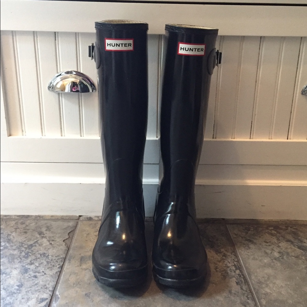 HUNTER Rain Boots Black Sz 7 excellent condition