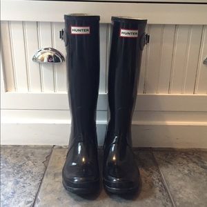 HUNTER Rain Boots Black Sz 7 excellent condition