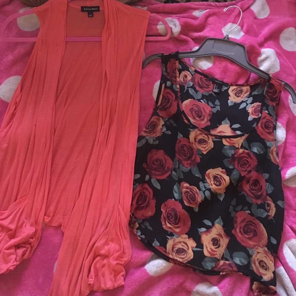 SELLING AS A PAIR orange crop top and cardigan