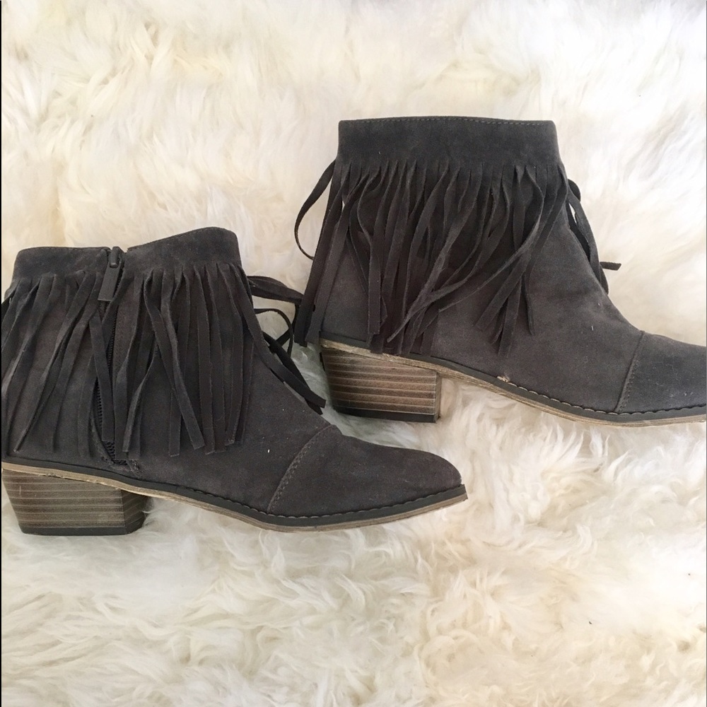 Gray suede booties