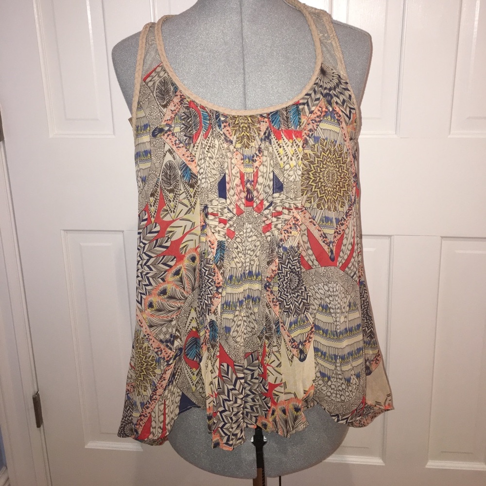 Feather circle chiffon tank