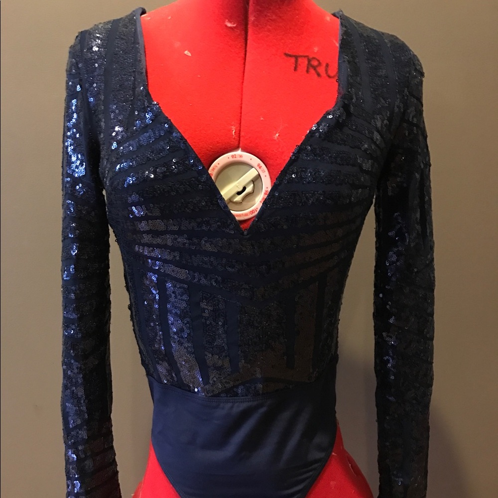 Navy Sequin Body Suit