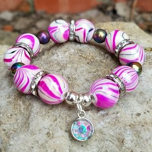 Pink Marbled Chunky Bracelet