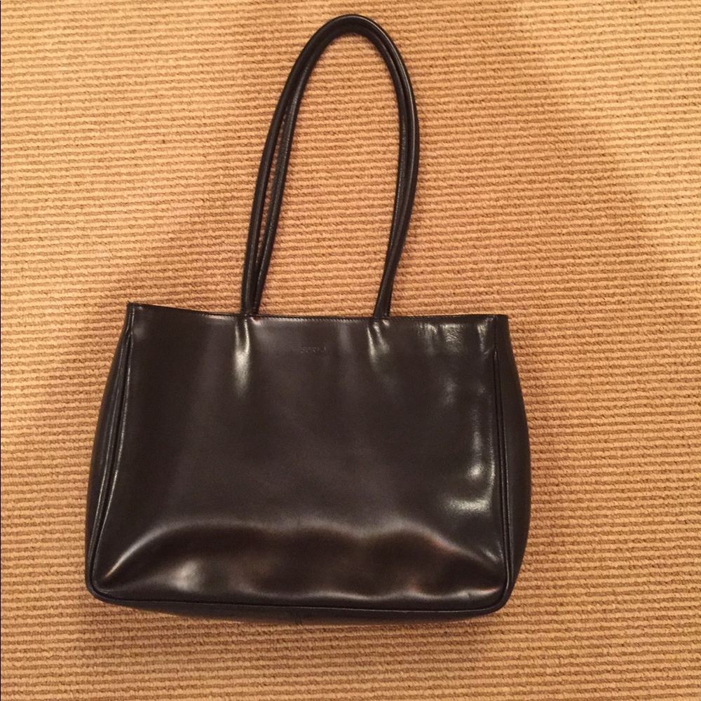 Furla black leather tote