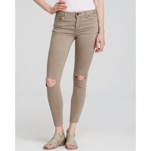 Free People destroyed skinny jeans in taupe