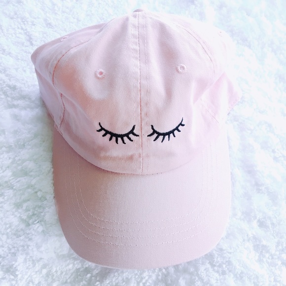 || HP ☀️ || Pink "Eyelashes" Embroidered Cap Hat - Picture 2 of 4