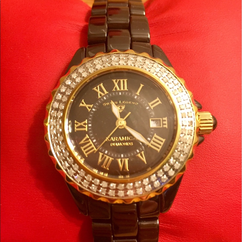 Swiss Legend Karamica Diamond Black Ceramic Watch