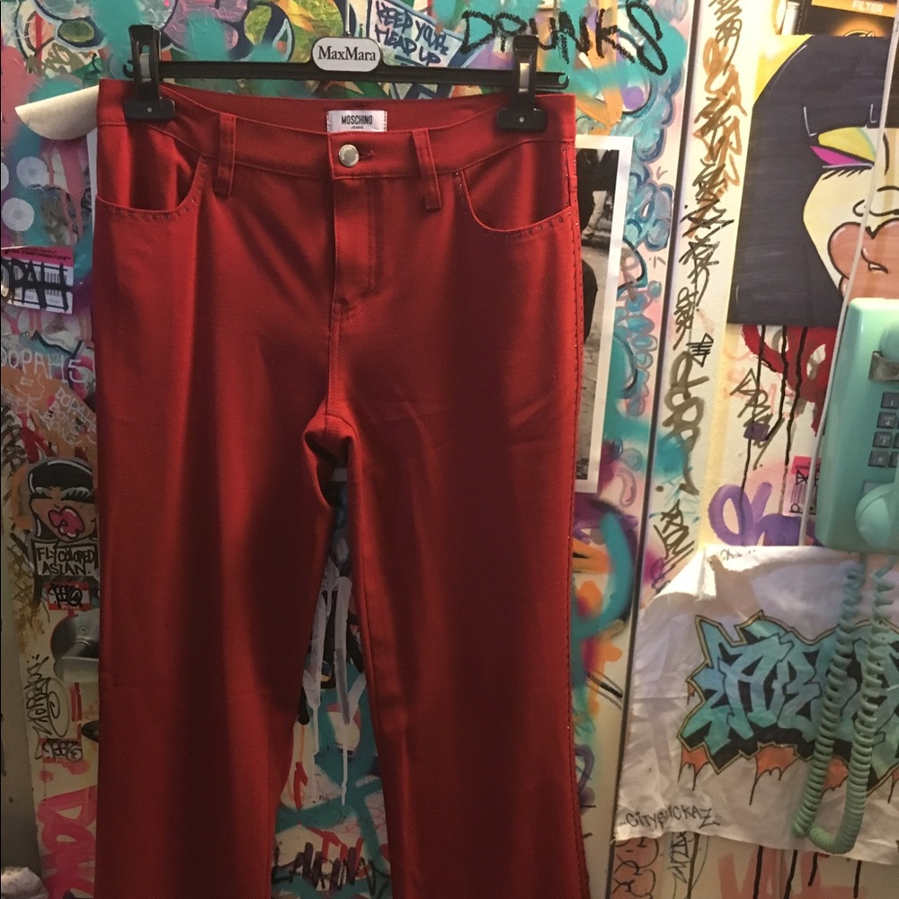 VINTAGE RED MOSCHINO PANTS.