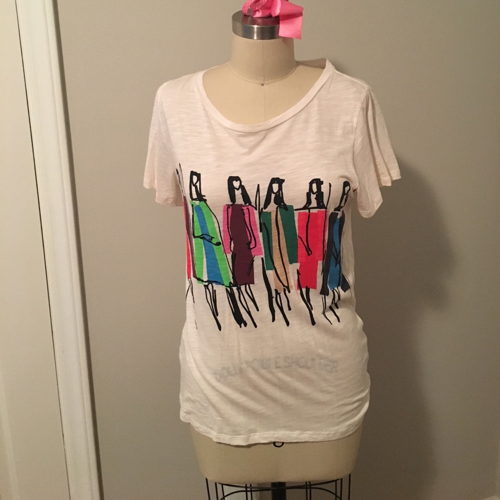 J. Crew fashion girl screen print tee