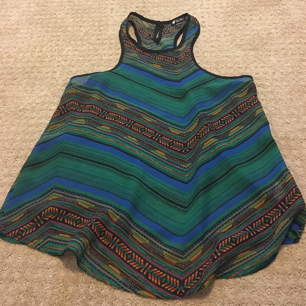Tribal print sheer tank