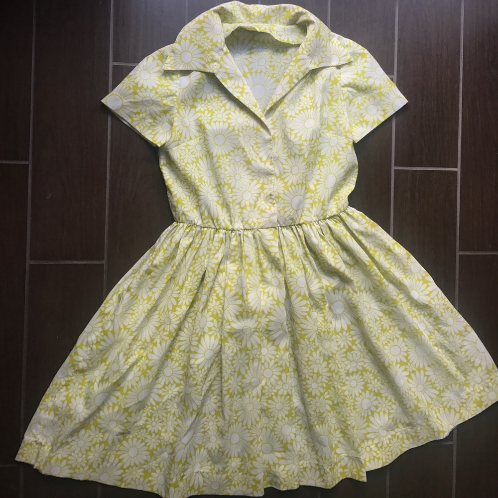 Yellow handmade vintage fit and flare dress