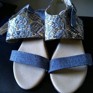 Wedged denim sandals