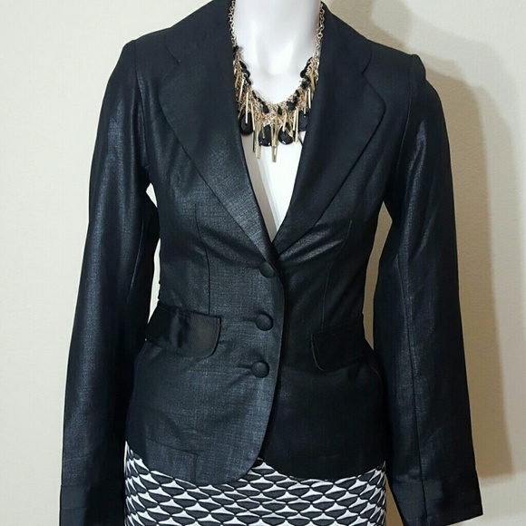 Leigh Schubert stylish Linen Black Jacket size 32 - Picture 2 of 8